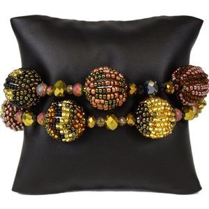 Czech Glass 8 Bead Ball Bracelet EARTH TONES